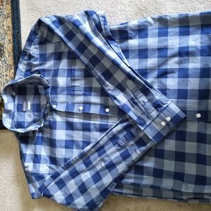 Blue plaid long sleeve shirt
